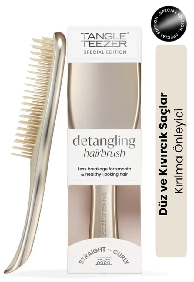 برس و شانه مو برای موهای صاف و فر Tangle Teezer Ultimate Detangler کروم طلایی شامپاینی برس و شانه مو برای موهای صاف و فر Tangle Teezer Ultimate Detangler کروم طلایی شامپاینی