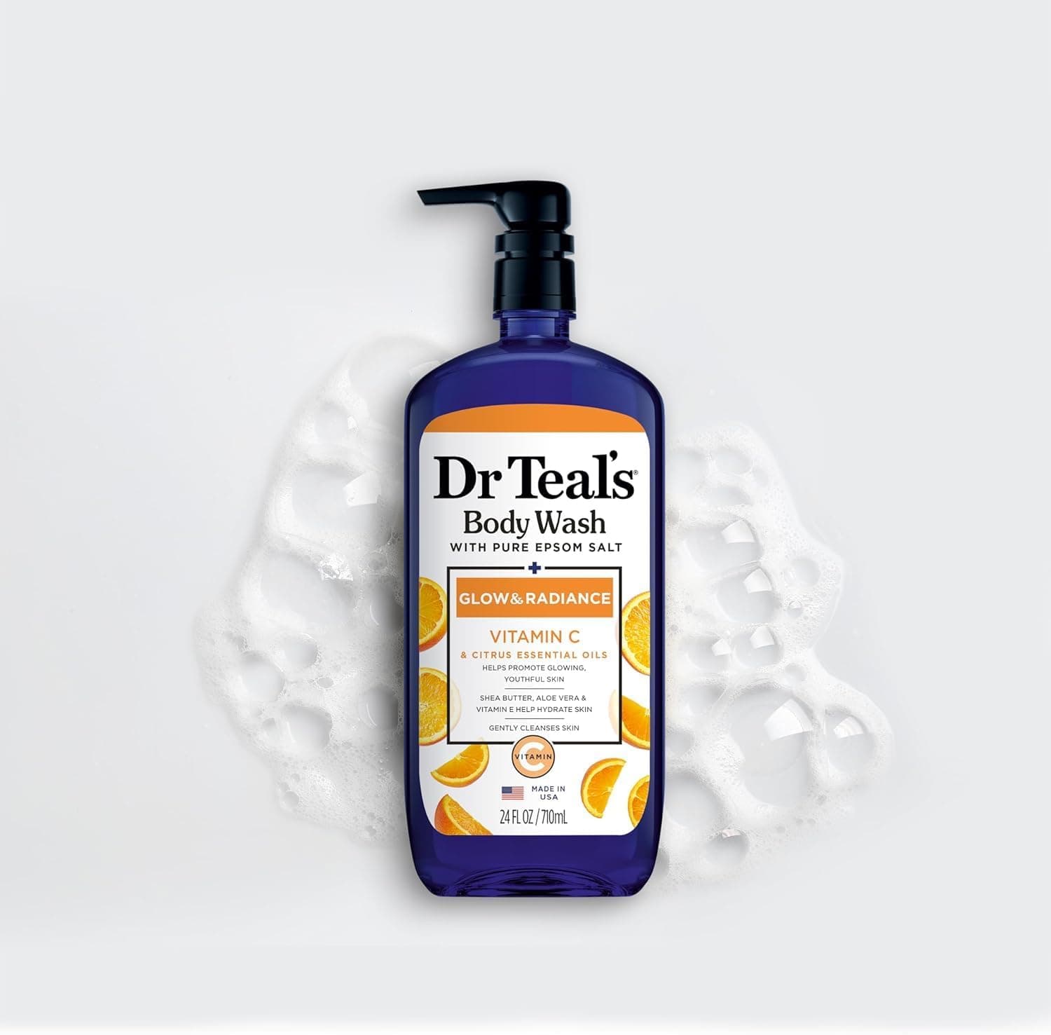 شوینده بدن Dr Teal's حاوی نمک اپسوم، ویتامین C و روغنهای مرکبات 710 ml شوینده بدن Dr Teal's حاوی نمک اپسوم، ویتامین C و روغنهای مرکبات 710 ml