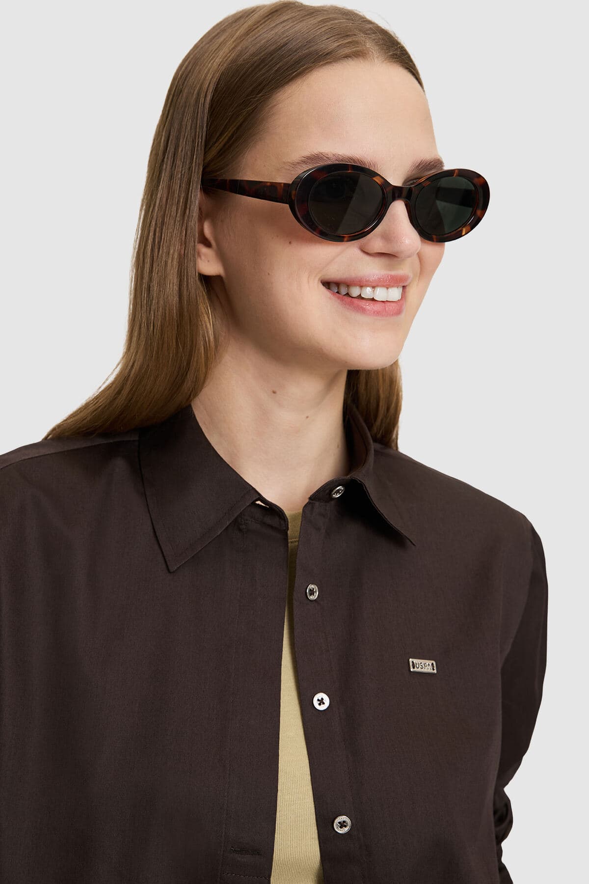 پیراهن زنانه U.S. Polo Assn. قهوهای تیره آستین بلند مدل 50329499-VR084 پیراهن زنانه U.S. Polo Assn. قهوهای تیره آستین بلند مدل 50329499-VR084