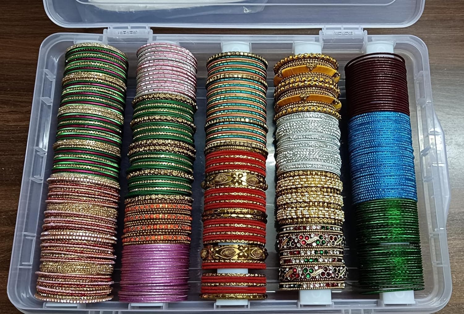 جعبه نگهداری النگو زنانه و دخترانه AA and ZS پلاستیکی شفاف با 5 میله جداشدنی بزرگ جعبه نگهداری النگو زنانه و دخترانه AA and ZS پلاستیکی شفاف با 5 میله جداشدنی بزرگ