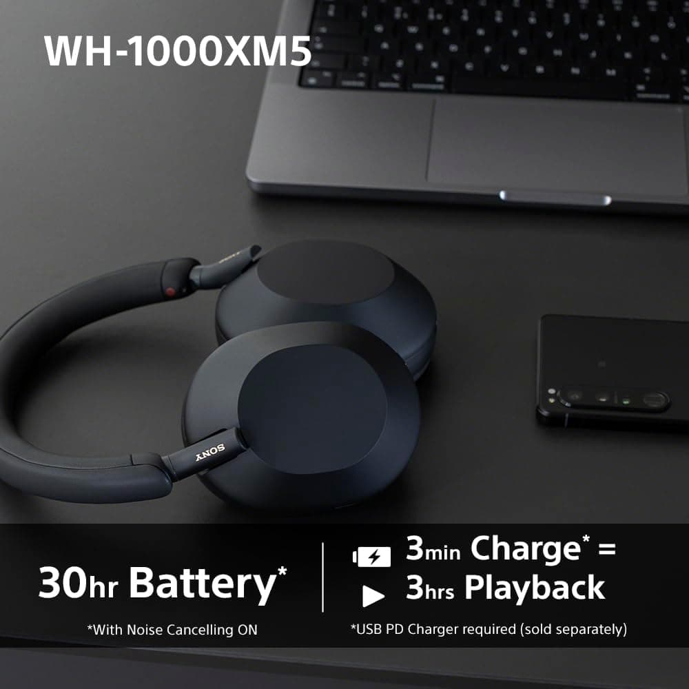 هدفون بیسیم Sony روگوشی حذف نویز مشکی مدل WH 1000XM5 هدفون بیسیم Sony روگوشی حذف نویز مشکی مدل WH 1000XM5