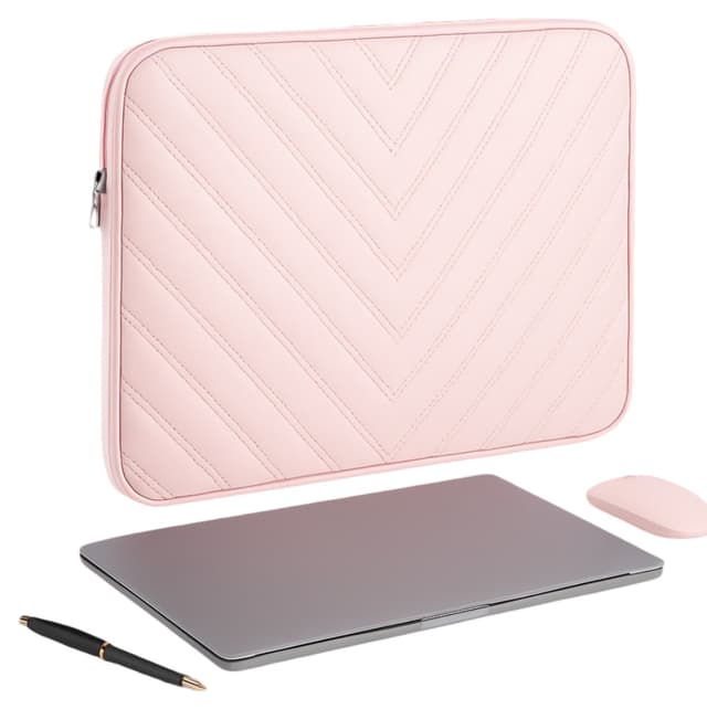 کیف محافظ لپتاپ چرمی 13-13.6 اینچی NS reliable مناسب Macbook Air Pro مدل M2 M3 صورتی روشن کیف محافظ لپتاپ چرمی 13-13.6 اینچی NS reliable مناسب Macbook Air Pro مدل M2 M3 صورتی روشن