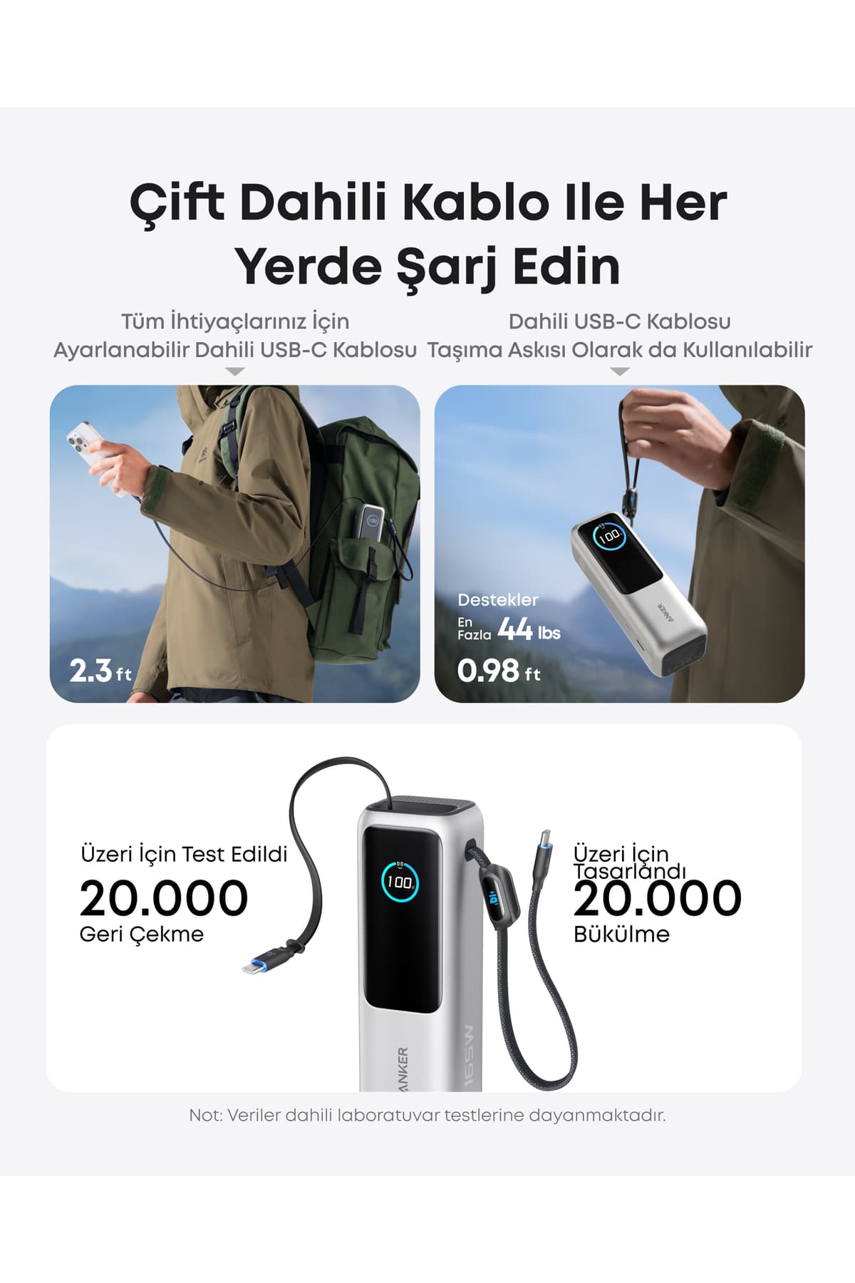 پاوربانک Anker Zolo با ظرفیت 25.000 mAh و توان 165W مشکی مدل A1695 پاوربانک Anker Zolo با ظرفیت 25.000 mAh و توان 165W مشکی مدل A1695