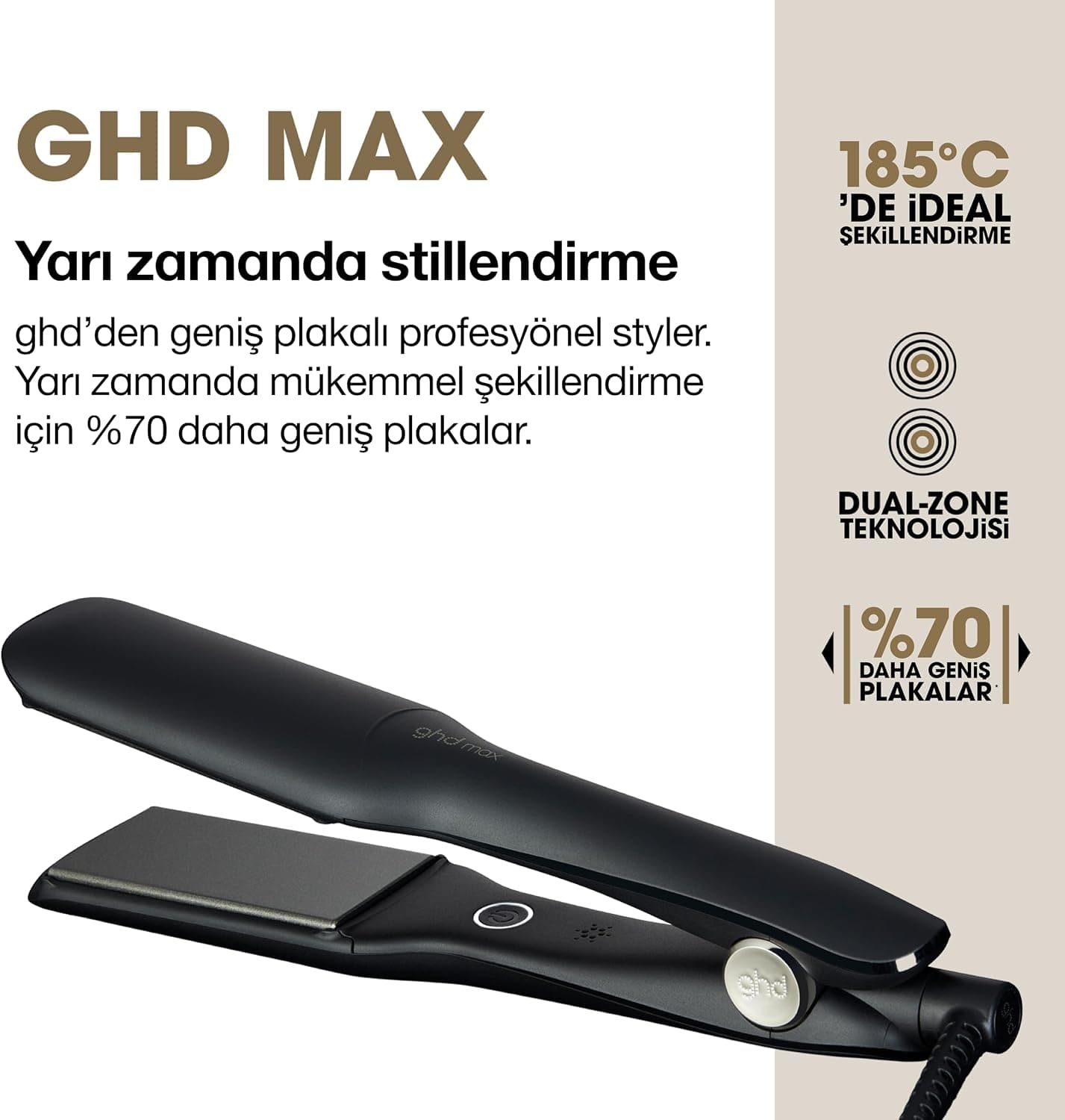 اتو و حالتدهنده مو ghd Max با صفحات پهن مشکی اتو و حالتدهنده مو ghd Max با صفحات پهن مشکی