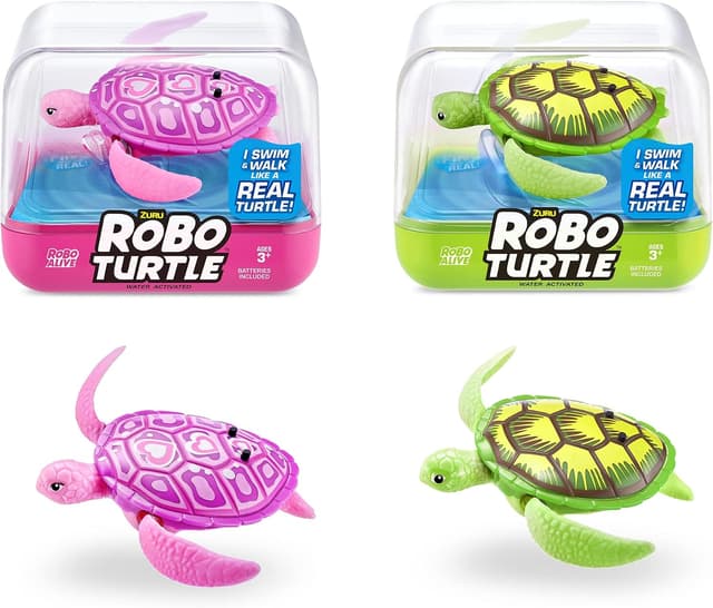 لاکپشت رباتیک Robo Alive Robo Turtle سبز و صورتی فعالشونده با آب همراه باتری بسته ۲ عددی لاکپشت رباتیک Robo Alive Robo Turtle سبز و صورتی فعالشونده با آب همراه باتری بسته ۲ عددی