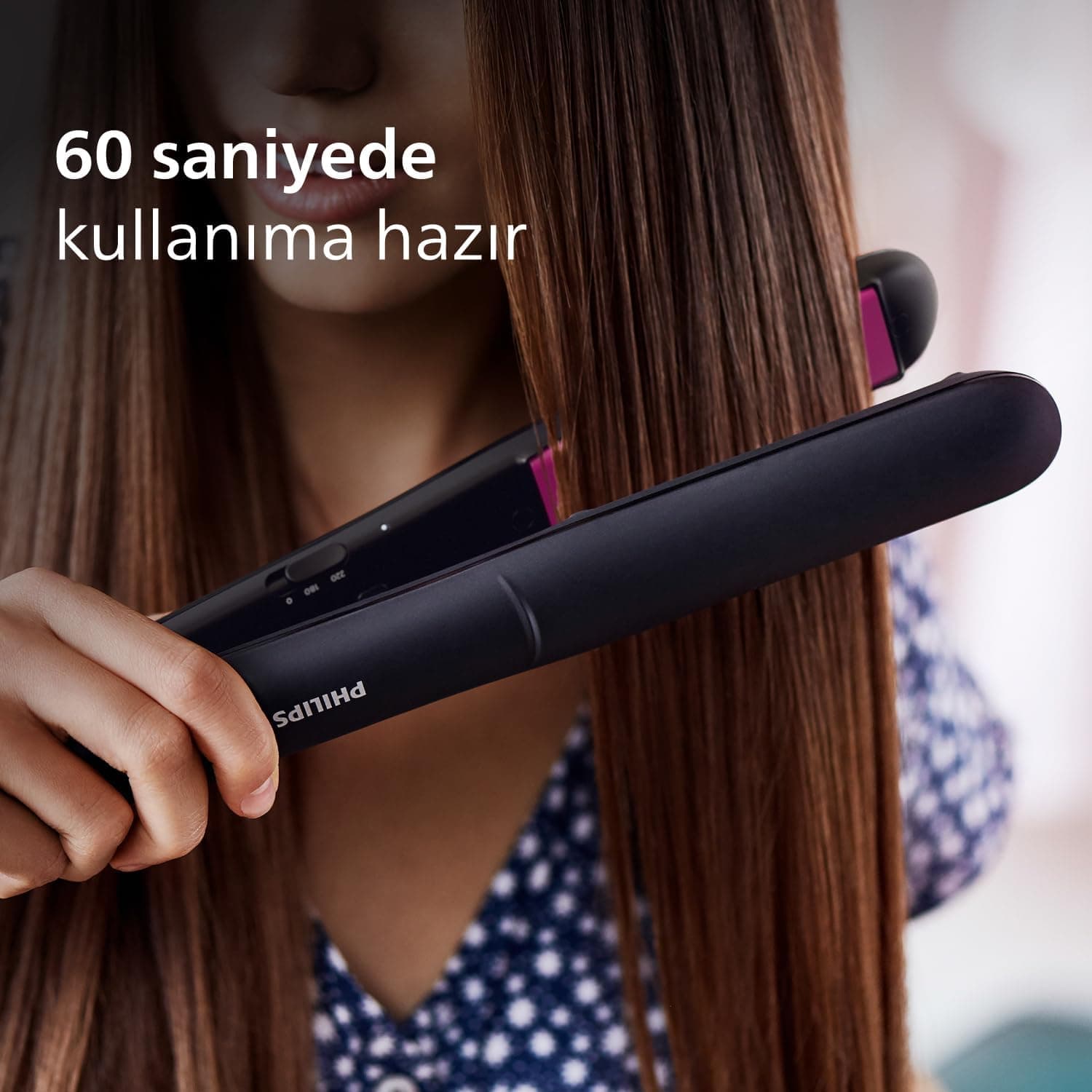 اتو مو PHILIPS با صفحات سرامیکی کراتین و فناوری ThermoProtect، 2 تنظیم دما، قفل دکمه، مدل BHS375/00 اتو مو PHILIPS با صفحات سرامیکی کراتین و فناوری ThermoProtect، 2 تنظیم دما، قفل دکمه، مدل BHS375/00