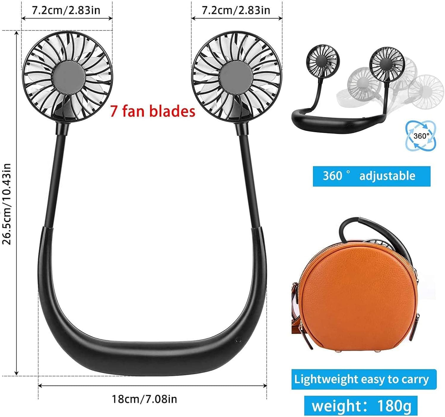 پنکه گردنی RJVW مدل Ghazal شارژی USB سه سرعته چرخش 360 درجه پنکه گردنی RJVW مدل Ghazal شارژی USB سه سرعته چرخش 360 درجه