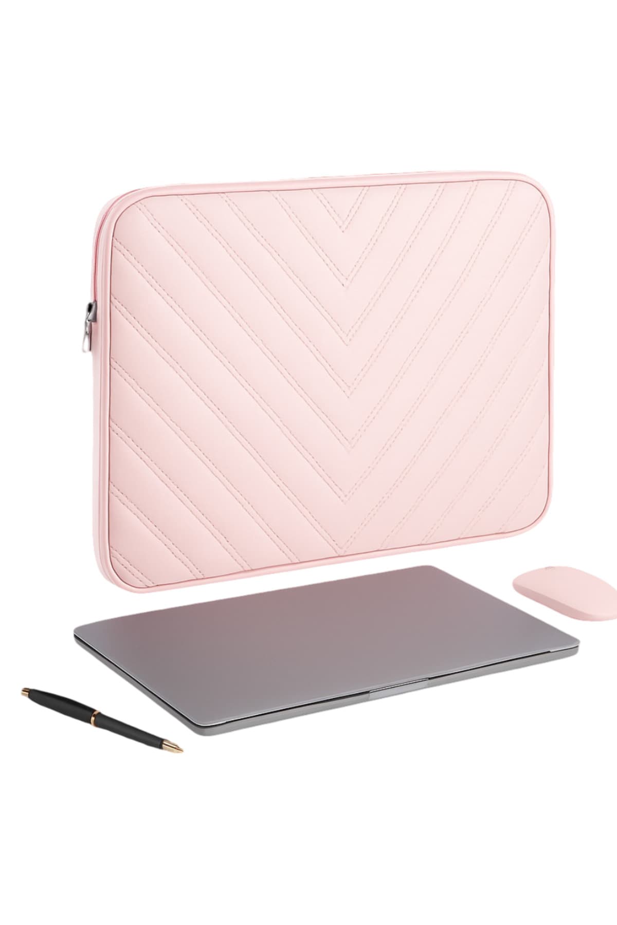 کیف محافظ لپتاپ چرمی 13-13.6 اینچی NS reliable مناسب Macbook Air Pro مدل M2 M3 صورتی روشن کیف محافظ لپتاپ چرمی 13-13.6 اینچی NS reliable مناسب Macbook Air Pro مدل M2 M3 صورتی روشن