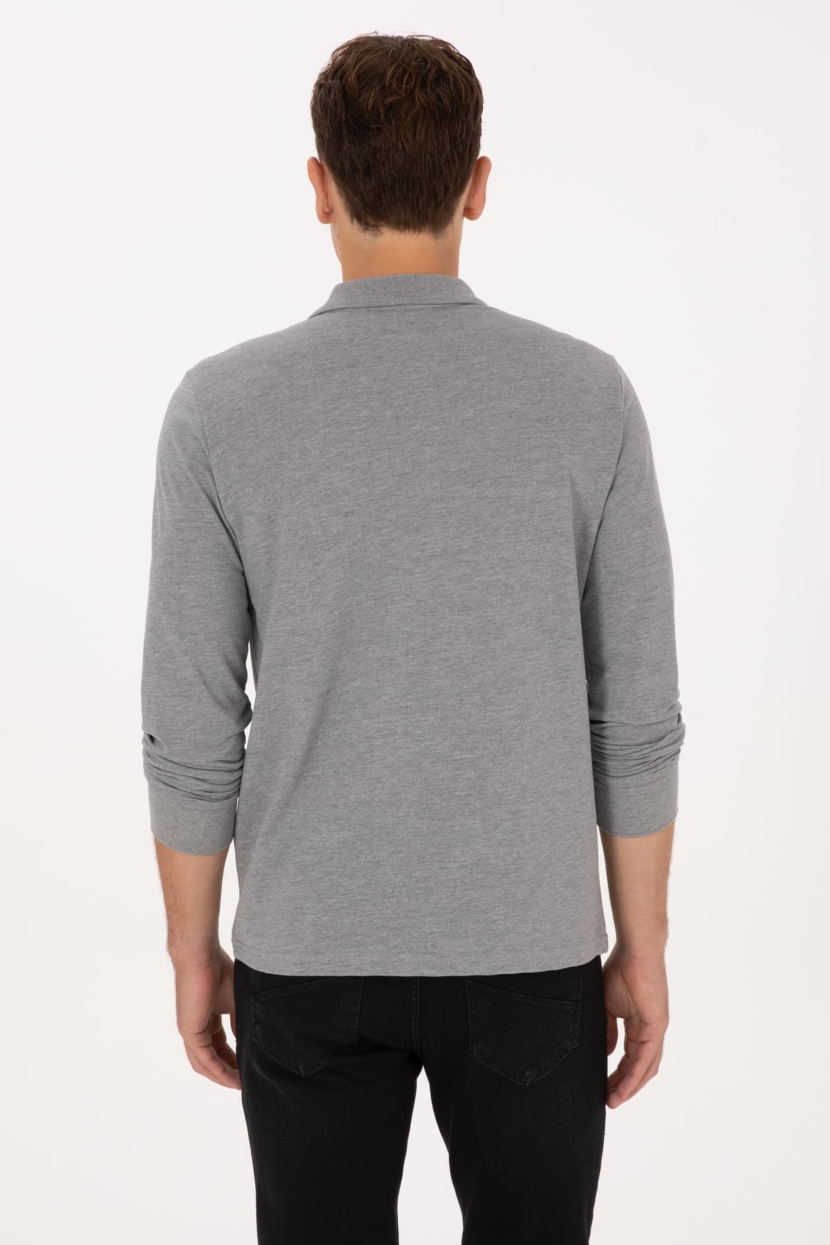 سوئیشرت مردانه U.S. Polo Assn. فیت معمولی یقه پولو خاکستری ملانژ مدل 50313772-VR086 سوئیشرت مردانه U.S. Polo Assn. فیت معمولی یقه پولو خاکستری ملانژ مدل 50313772-VR086