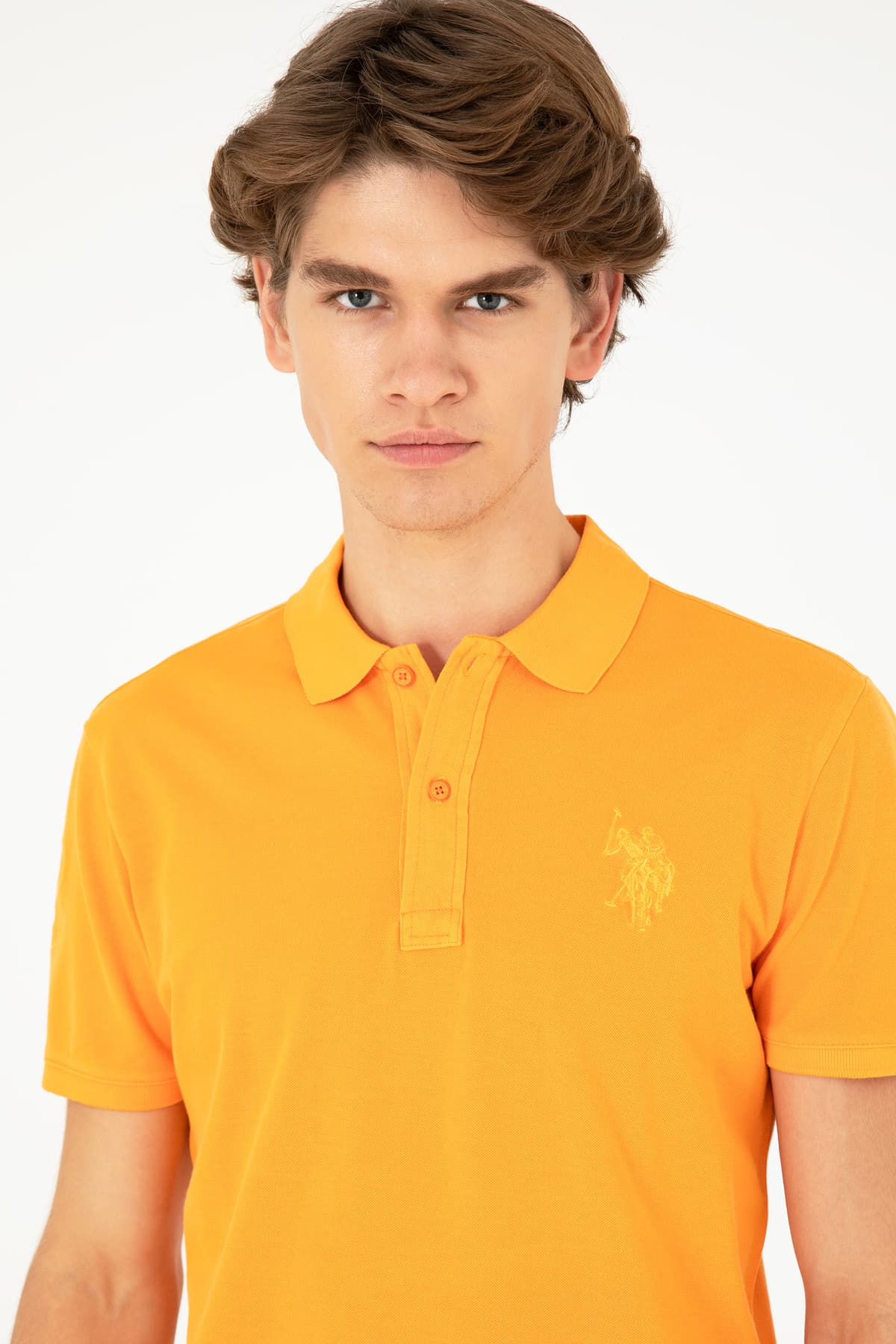 تیشرت مردانه U.S. Polo Assn. اسلیم فیت یقه پولو نارنجی بیسیک مدل 50279591-VR051 تیشرت مردانه U.S. Polo Assn. اسلیم فیت یقه پولو نارنجی بیسیک مدل 50279591-VR051
