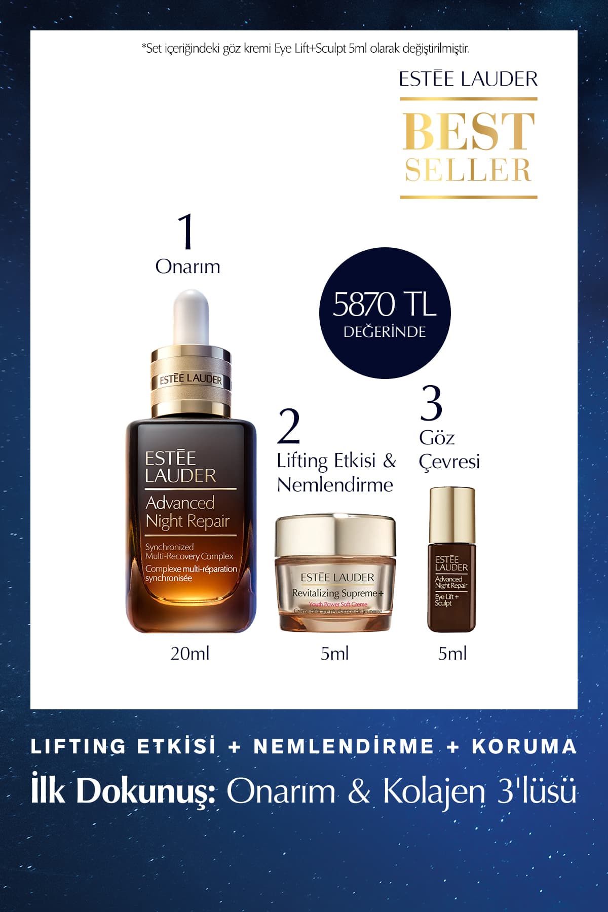 ست مراقبت از پوست سهتکه Estee Lauder ترمیم و کلاژن شامل سرم Advanced Night Repair 20ml، کرم Supreme 5ml و کرم چشم 5ml ست مراقبت از پوست سهتکه Estee Lauder ترمیم و کلاژن شامل سرم Advanced Night Repair 20ml، کرم Supreme 5ml و کرم چشم 5ml