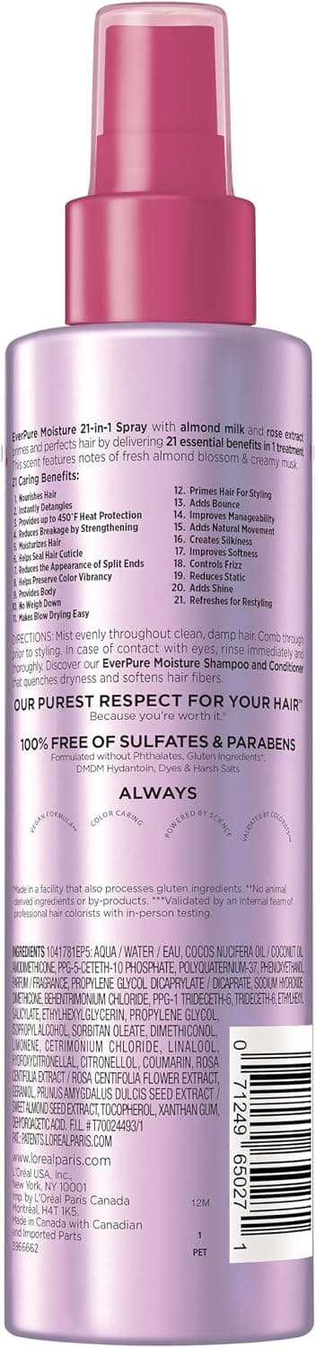 اسپری مراقبت کننده مو L'Oreal Paris EverPure بدون سولفات 21-in-1 6.7fl oz اسپری مراقبت کننده مو L'Oreal Paris EverPure بدون سولفات 21-in-1 6.7fl oz