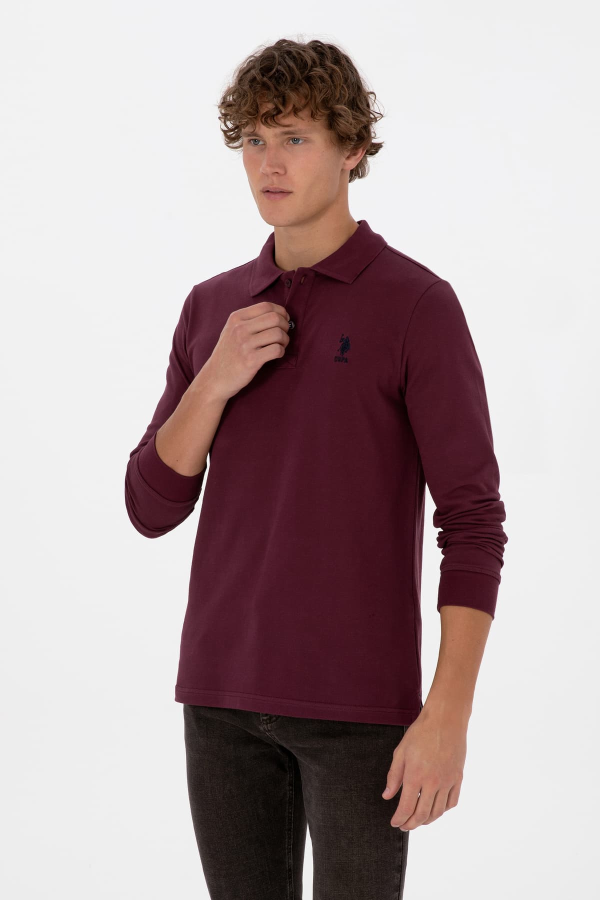 سوئیشرت مردانه U.S. Polo Assn. فیت معمولی یقه پولو بوردو تیره مدل 50307757-VR177 سوئیشرت مردانه U.S. Polo Assn. فیت معمولی یقه پولو بوردو تیره مدل 50307757-VR177