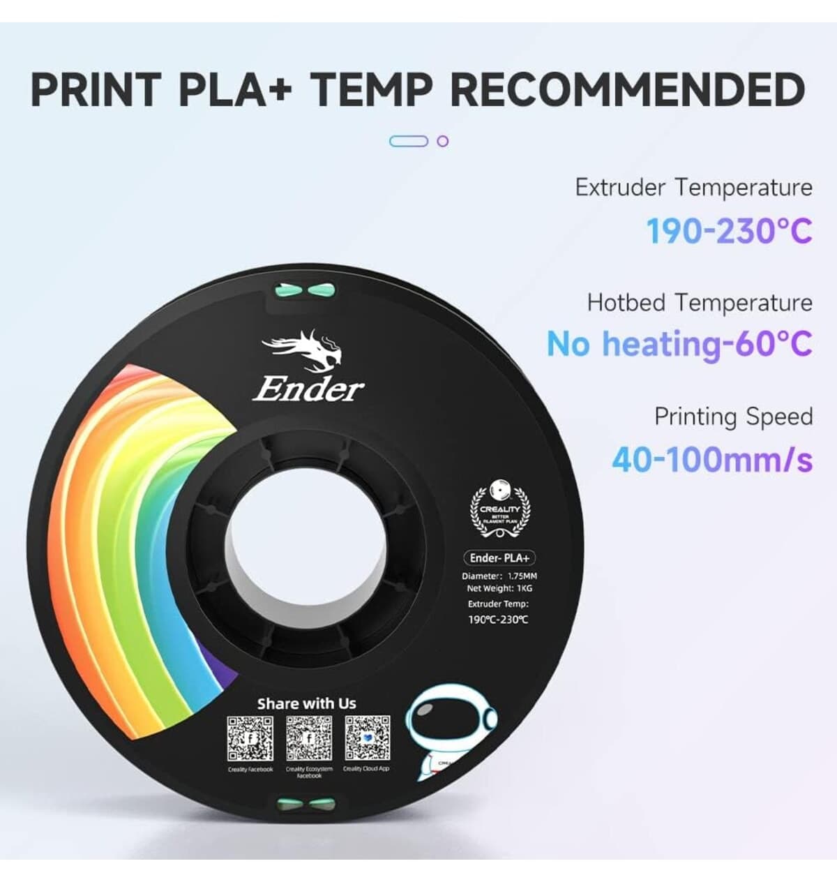 فیلامنت پرینتر سه بعدی PLA+ مدل Ender برند Creality رنگ سبز یشمی 1.75mm 1kg فیلامنت پرینتر سه بعدی PLA+ مدل Ender برند Creality رنگ سبز یشمی 1.75mm 1kg