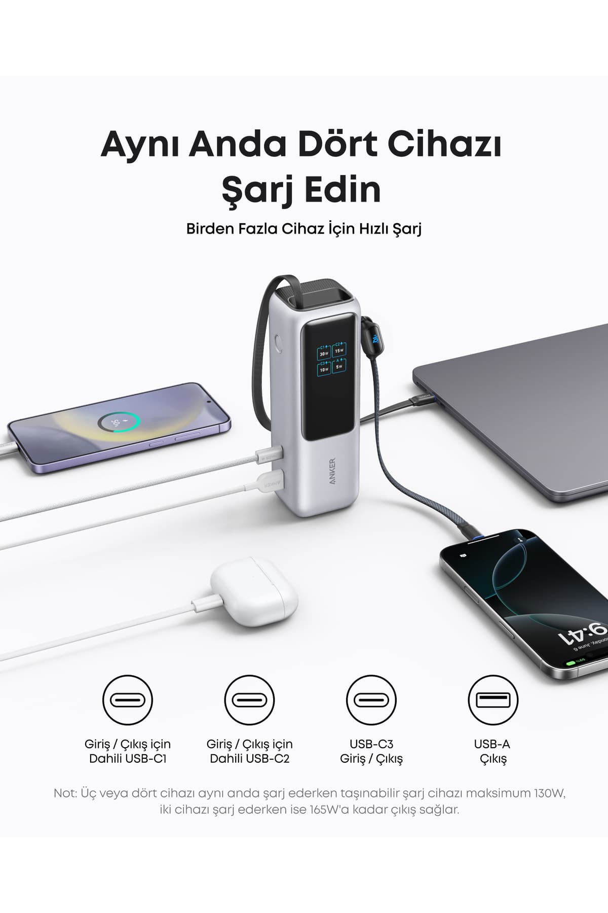 پاوربانک Anker Zolo با ظرفیت 25.000 mAh و توان 165W مشکی مدل A1695 پاوربانک Anker Zolo با ظرفیت 25.000 mAh و توان 165W مشکی مدل A1695