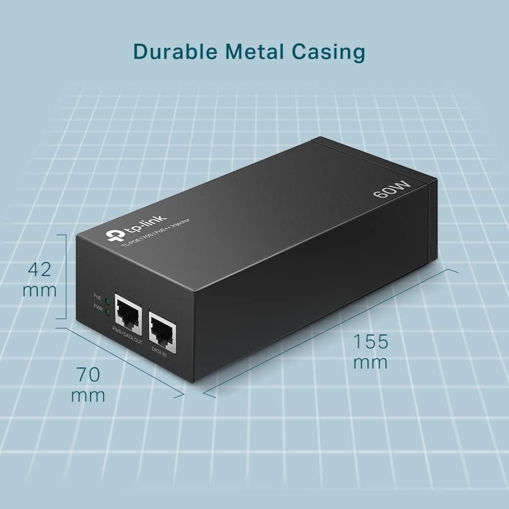 انژکتور PoE گیگابیتی TP-Link 802.3at/af با توان 60 W و برد 100m مدل PoE170S انژکتور PoE گیگابیتی TP-Link 802.3at/af با توان 60 W و برد 100m مدل PoE170S