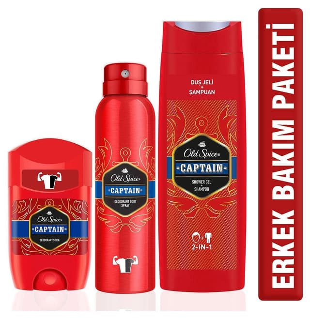 ست مردانه Old Spice ژل دوش و شامپو 400ml دئودورانت 150ml استیک 50ml Capt ست مردانه Old Spice ژل دوش و شامپو 400ml دئودورانت 150ml استیک 50ml Capt