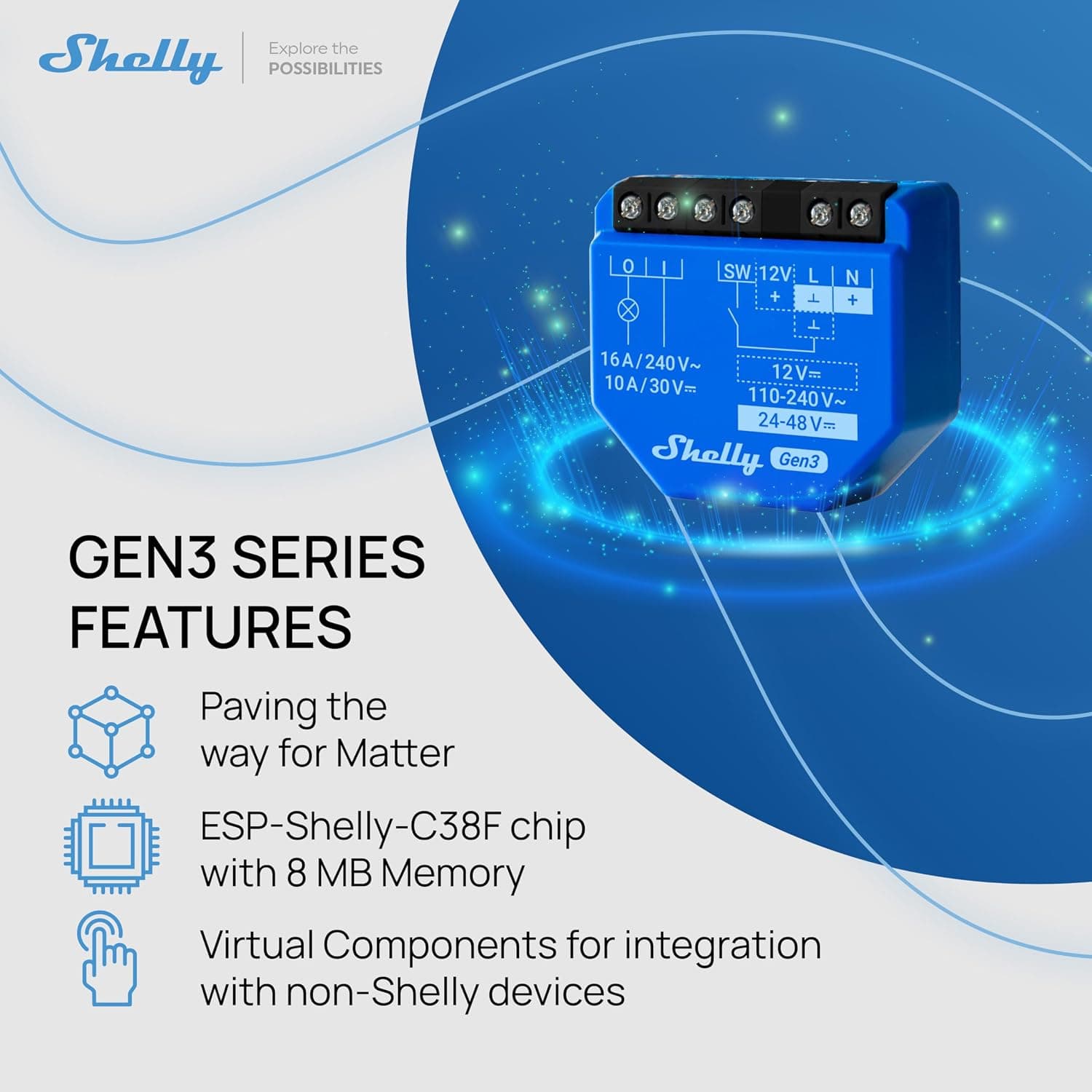 رله کلید هوشمند WLAN Shelly بدون نیاز به هاب مدل 1 Gen3 رله کلید هوشمند WLAN Shelly بدون نیاز به هاب مدل 1 Gen3