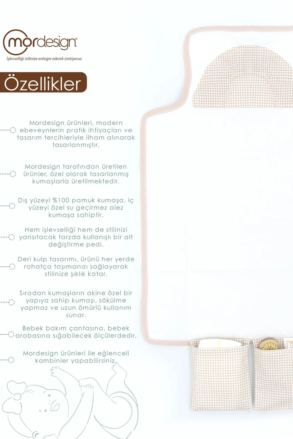 کیف تعویض پوشک نوزاد mordesign قابل حمل Clutch Seri قهوهای کیف تعویض پوشک نوزاد mordesign قابل حمل Clutch Seri قهوهای