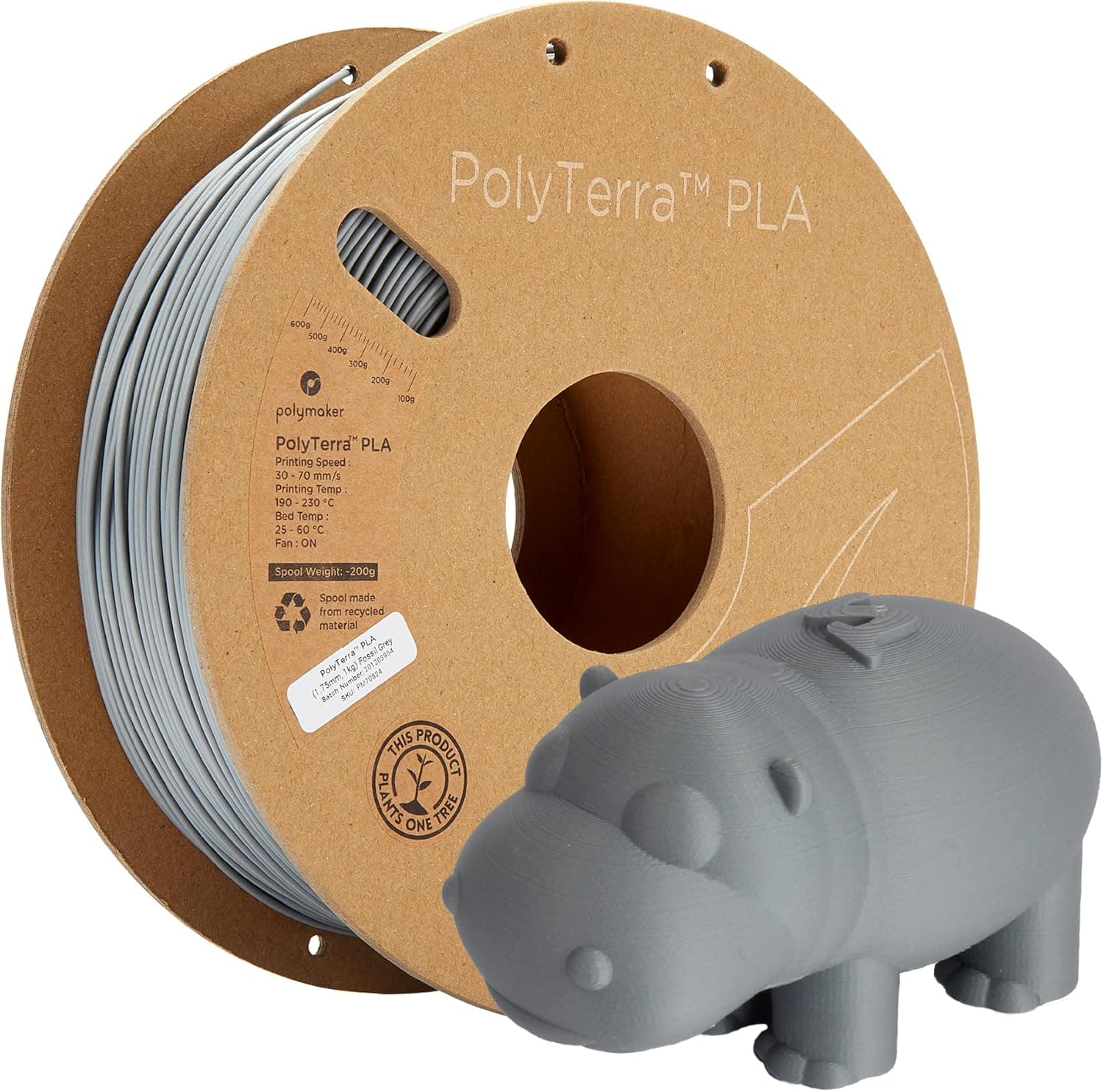 فیلامنت PLA Polymaker PolyTerra خاکستری مات 1,75 mm 1000 g مدل 70824 فیلامنت PLA Polymaker PolyTerra خاکستری مات 1,75 mm 1000 g مدل 70824