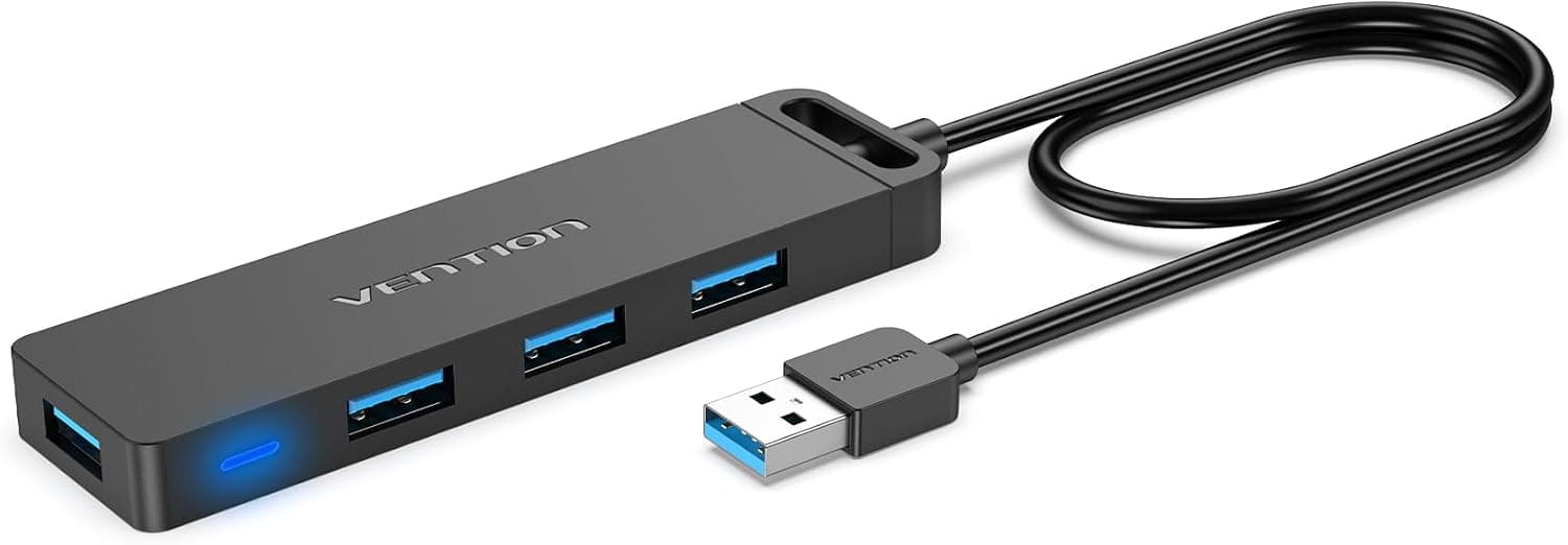 هاب USB 3.0 فوق نازک VENTION پشتیبانی شارژ ۴ پورت ۱ متری هاب USB 3.0 فوق نازک VENTION پشتیبانی شارژ ۴ پورت ۱ متری