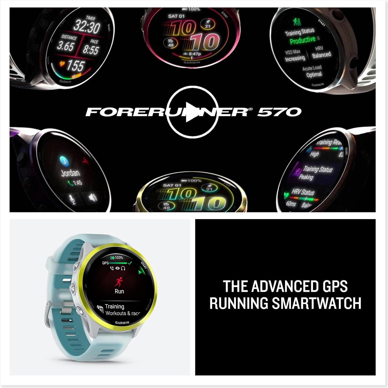 ساعت Garmin مدل Forerunner 570-47 mm زرد و فیروزهای ساعت Garmin مدل Forerunner 570-47 mm زرد و فیروزهای