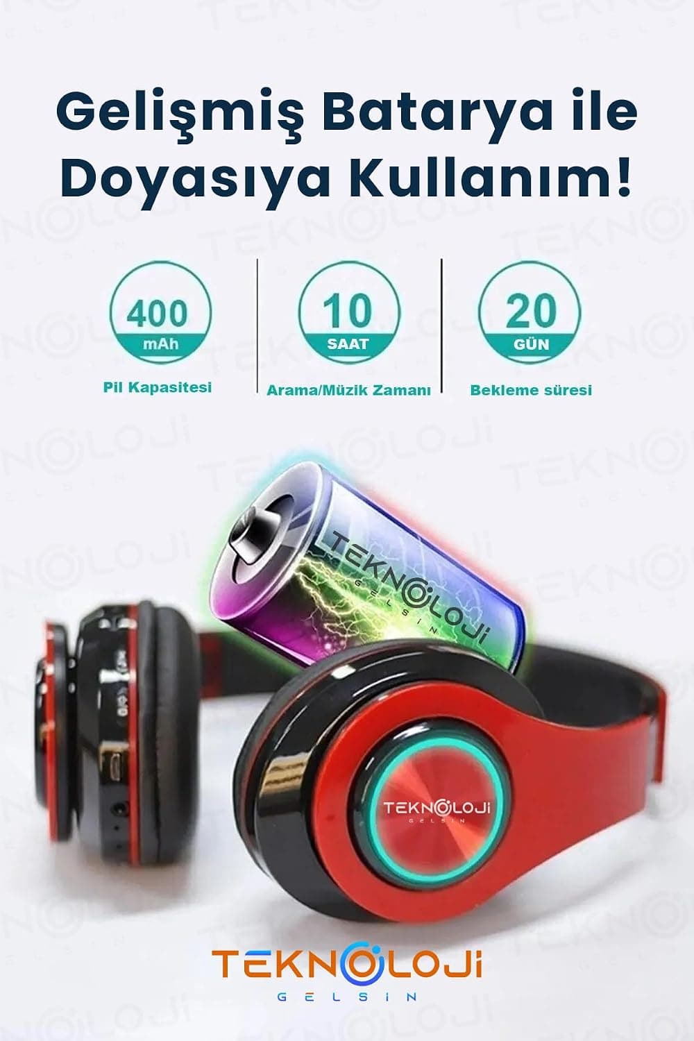 هدفون بلوتوثی رویگوشی Teknoloji Gelsin تاشو با نور LED و میکروفون مشکی-آبی هدفون بلوتوثی رویگوشی Teknoloji Gelsin تاشو با نور LED و میکروفون مشکی-آبی