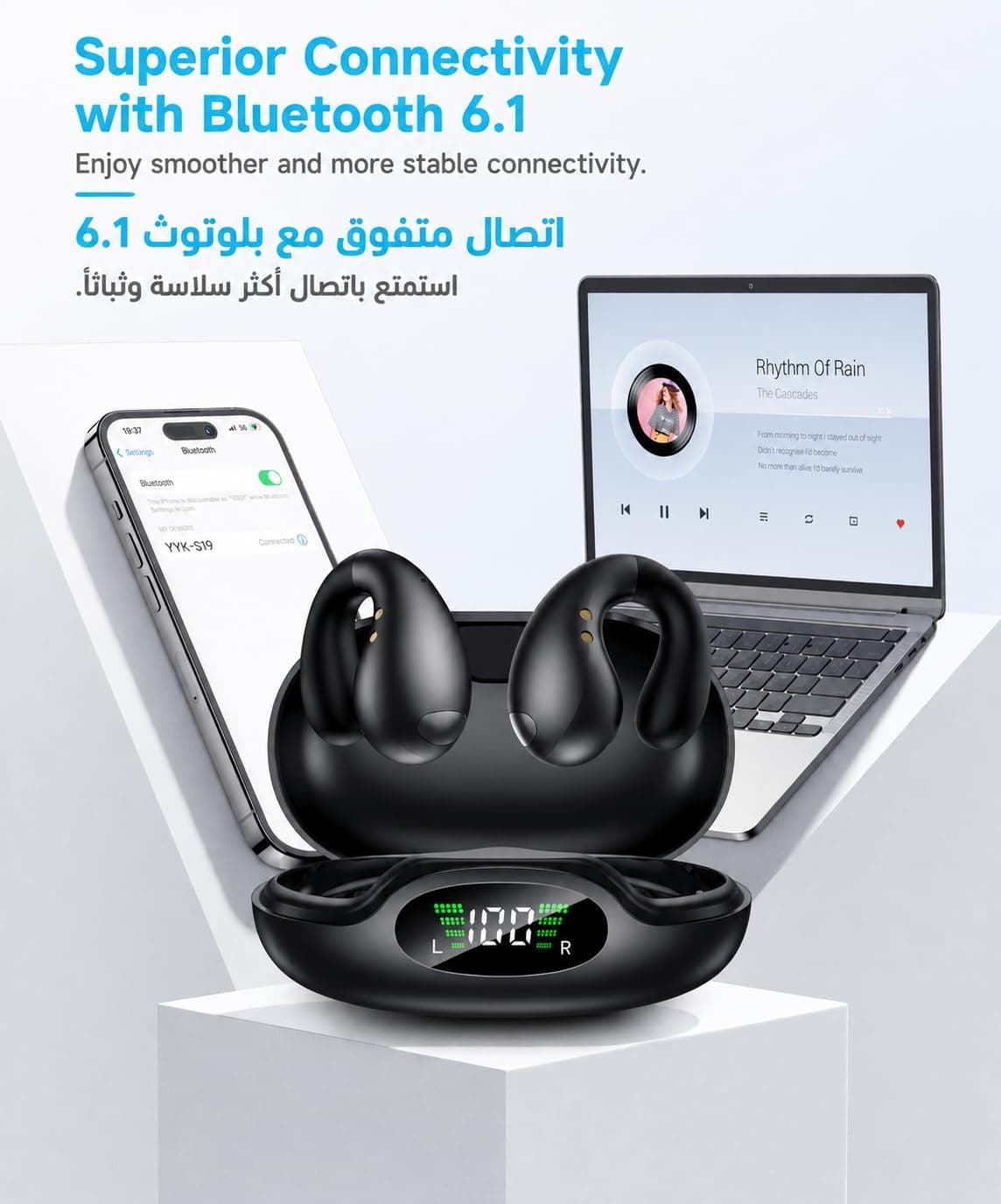 هدفون بیسیم Boytond گوشباز گیرهای ورزشی و فضای باز 60H هدفون بیسیم Boytond گوشباز گیرهای ورزشی و فضای باز 60H