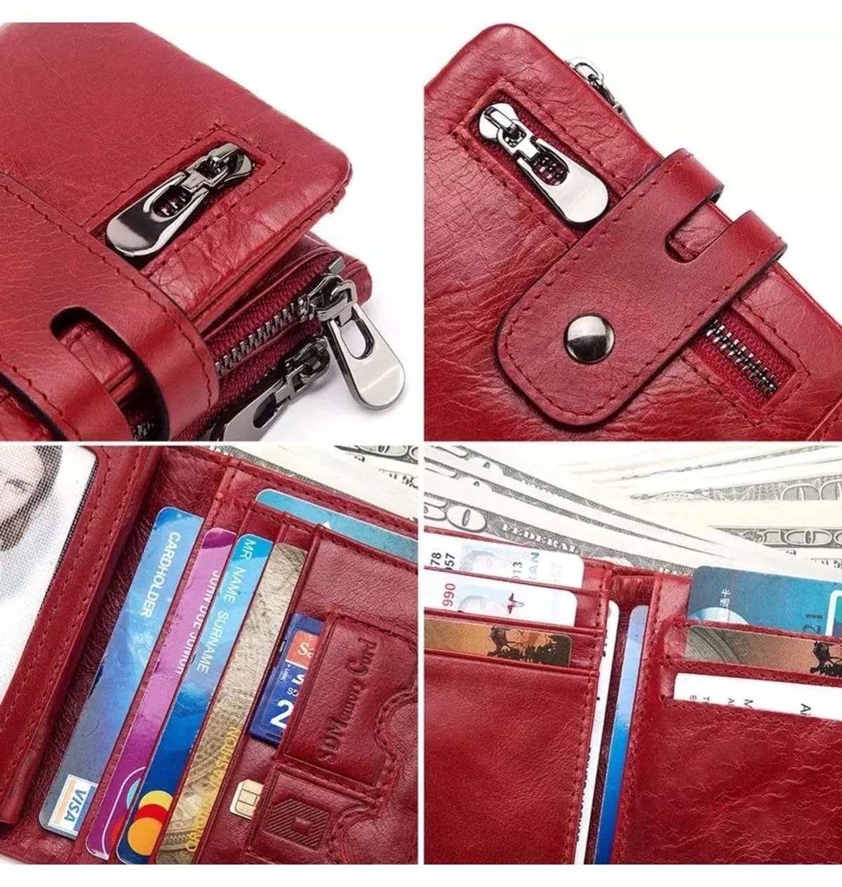 کیف پول و جاکارتی زنجیردار یونیسکس Jeep قرمز از چرم طبیعی 100٪ با جعبه اختصاصی کیف پول و جاکارتی زنجیردار یونیسکس Jeep قرمز از چرم طبیعی 100٪ با جعبه اختصاصی