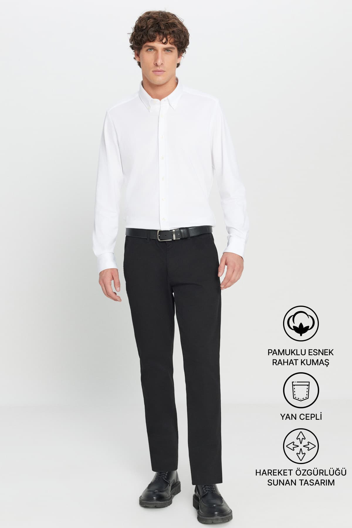 شلوار کژوال مردانه AC&Co / Altınyıldız Classics کانواس مشکی اسلیمفیت با جیب کناری بدون زانو انداختن شلوار کژوال مردانه AC&Co / Altınyıldız Classics کانواس مشکی اسلیمفیت با جیب کناری بدون زانو انداختن