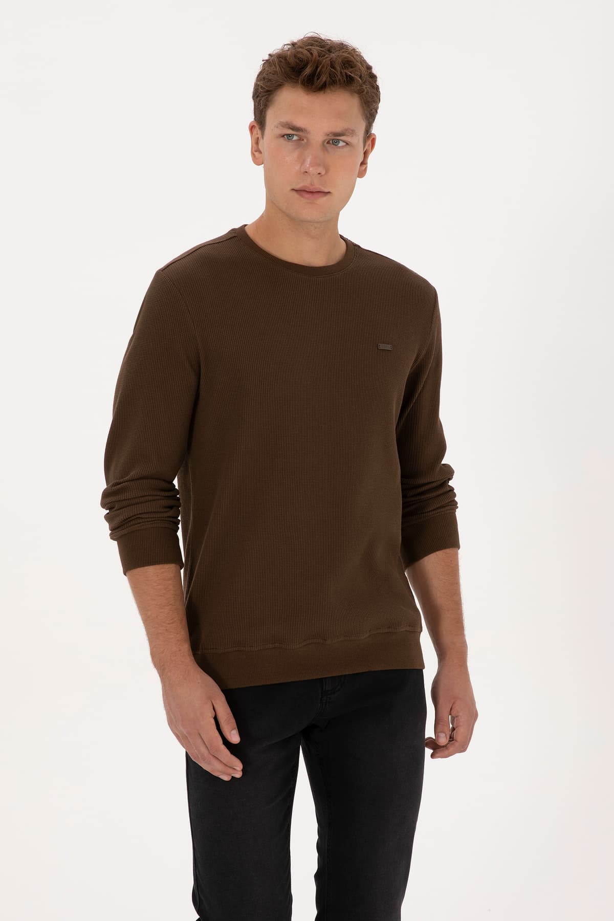 اسوئیشرت مردانه U.S. Polo Assn. فیت معمولی یقه گرد قهوهای مدل 50316390-VR029 اسوئیشرت مردانه U.S. Polo Assn. فیت معمولی یقه گرد قهوهای مدل 50316390-VR029