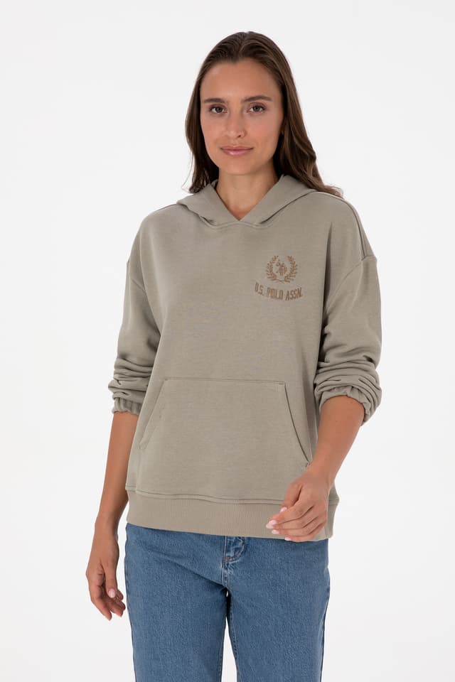 سوئیشرت زنانه U.S. Polo Assn. با کلاه خاکی روشن مدل 50307796-VR183 سوئیشرت زنانه U.S. Polo Assn. با کلاه خاکی روشن مدل 50307796-VR183