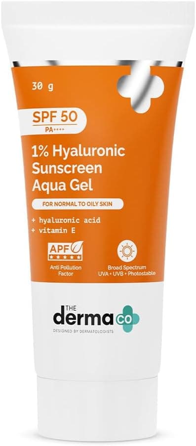 ضد آفتاب The Derma Co 1% Hyaluronic Aqua Gel SPF 50 PA++++ بدون چربی 50g ضد آفتاب The Derma Co 1% Hyaluronic Aqua Gel SPF 50 PA++++ بدون چربی 50g