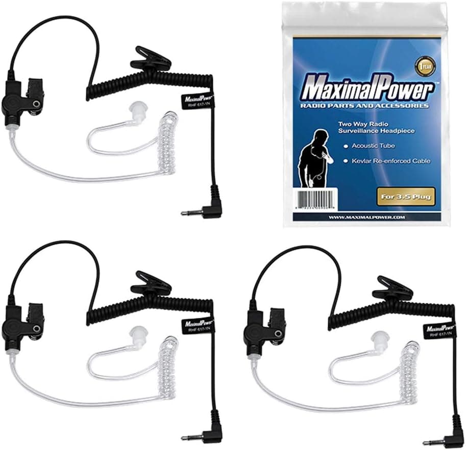 گوشی شنود Maximalpower با لوله آکوستیک شفاف 3,5 mm برای بیسیمهای دوطرفه، مدل RHF 617-1N، 3 بسته گوشی شنود Maximalpower با لوله آکوستیک شفاف 3,5 mm برای بیسیمهای دوطرفه، مدل RHF 617-1N، 3 بسته