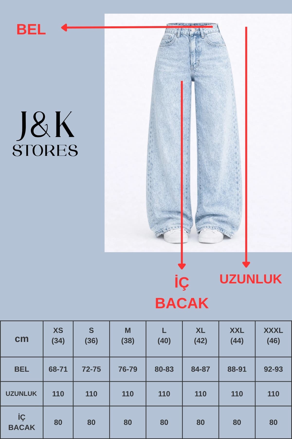 شلوار جین زنانه J&KSTORES بگی جیب دار پاچه گشاد رترو شلوار جین زنانه J&KSTORES بگی جیب دار پاچه گشاد رترو