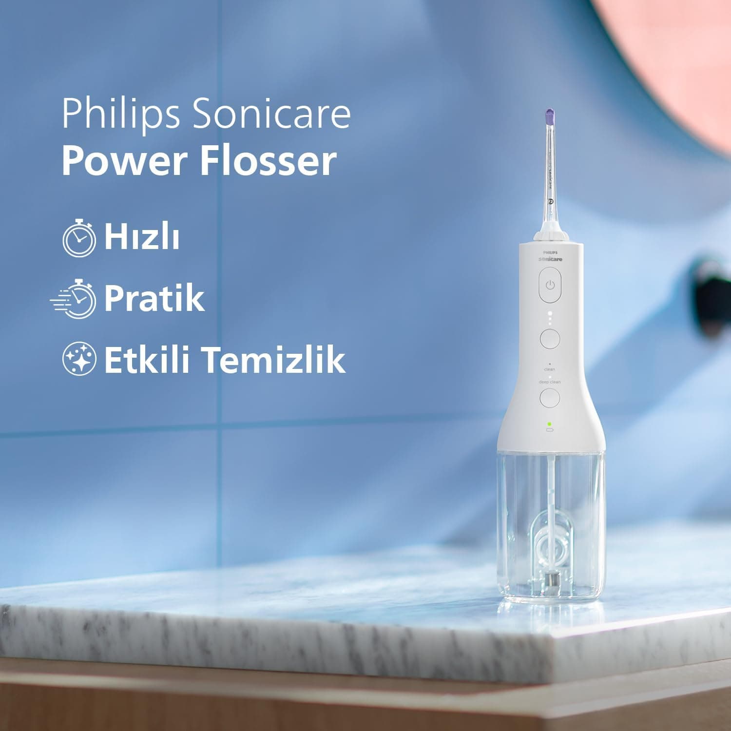 دستگاه شستشوی دهان بیسیم Philips Sonicare Power Flosser 3000 سفید مدل HX3826/31 دستگاه شستشوی دهان بیسیم Philips Sonicare Power Flosser 3000 سفید مدل HX3826/31