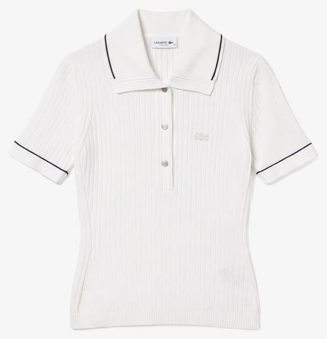 پولوشرت تریکو زنانه Lacoste اسلیم فیت آستین کوتاه سفید پولوشرت تریکو زنانه Lacoste اسلیم فیت آستین کوتاه سفید