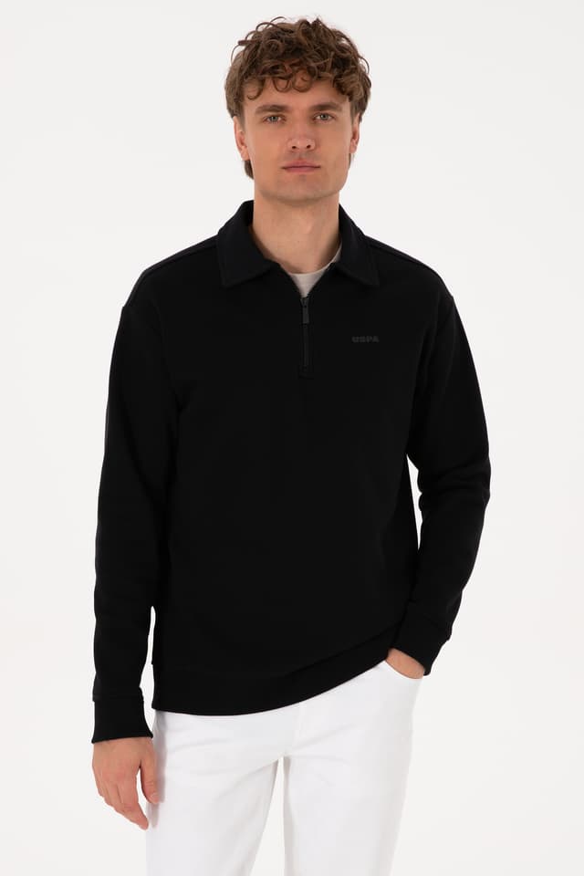 سویشرت مردانه U.S. Polo Assn. یقه پولو نیمزیپ فیت معمولی توکرکی مشکی مدل 50313783-VR046 سویشرت مردانه U.S. Polo Assn. یقه پولو نیمزیپ فیت معمولی توکرکی مشکی مدل 50313783-VR046