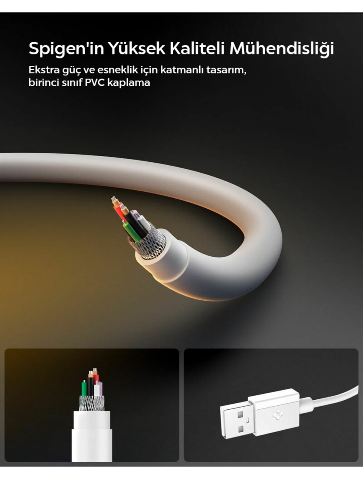 کابل Spigen USB-A به USB-C 1 متری 60W شارژ سریع سفید مدل ACA08715 کابل Spigen USB-A به USB-C 1 متری 60W شارژ سریع سفید مدل ACA08715