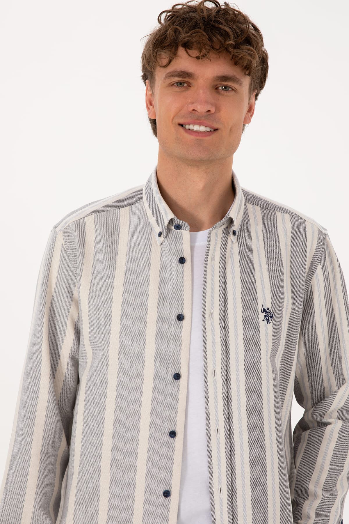 پیراهن مردانه U.S. Polo Assn. سرمهای راهراه کرم آستینبلند مدل 50316558-VR033 پیراهن مردانه U.S. Polo Assn. سرمهای راهراه کرم آستینبلند مدل 50316558-VR033