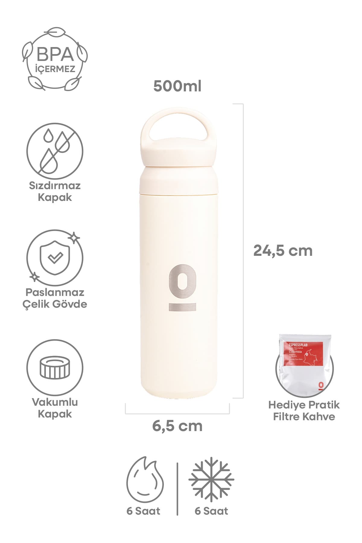 فلاسک استیل ضدزنگ Espressolab با دسته سفید، خلأدار و ضدنشت مدل No:36 – 500 ml فلاسک استیل ضدزنگ Espressolab با دسته سفید، خلأدار و ضدنشت مدل No:36 – 500 ml