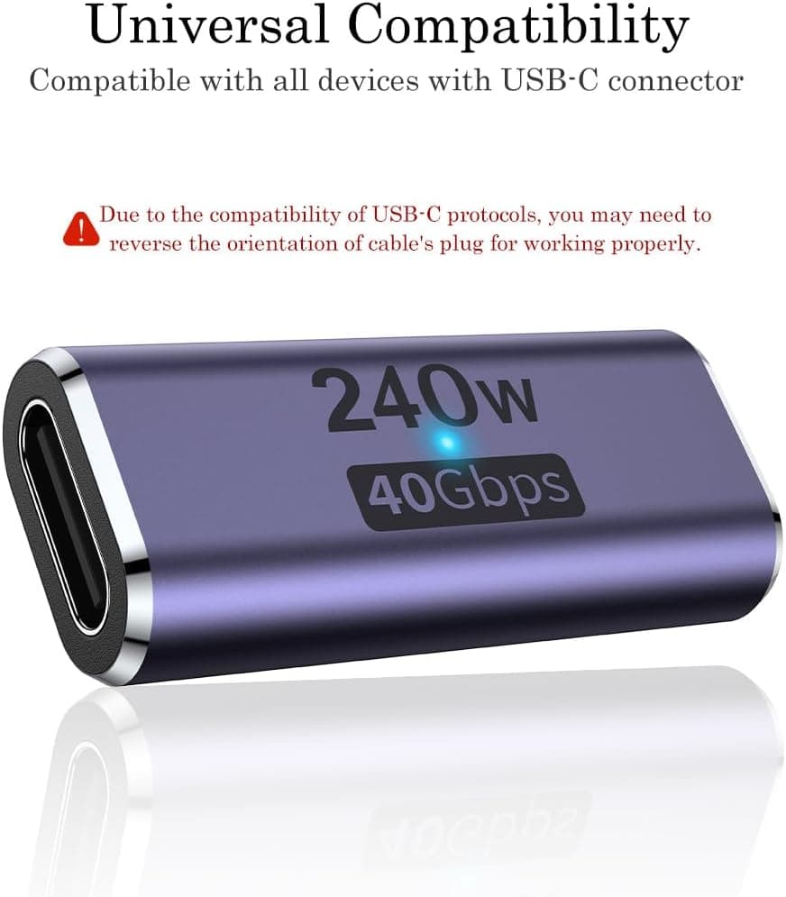 کوپلر USB-C بسته 2 عددی AuviPal پشتیبانی از شارژ 240W کوپلر USB-C بسته 2 عددی AuviPal پشتیبانی از شارژ 240W