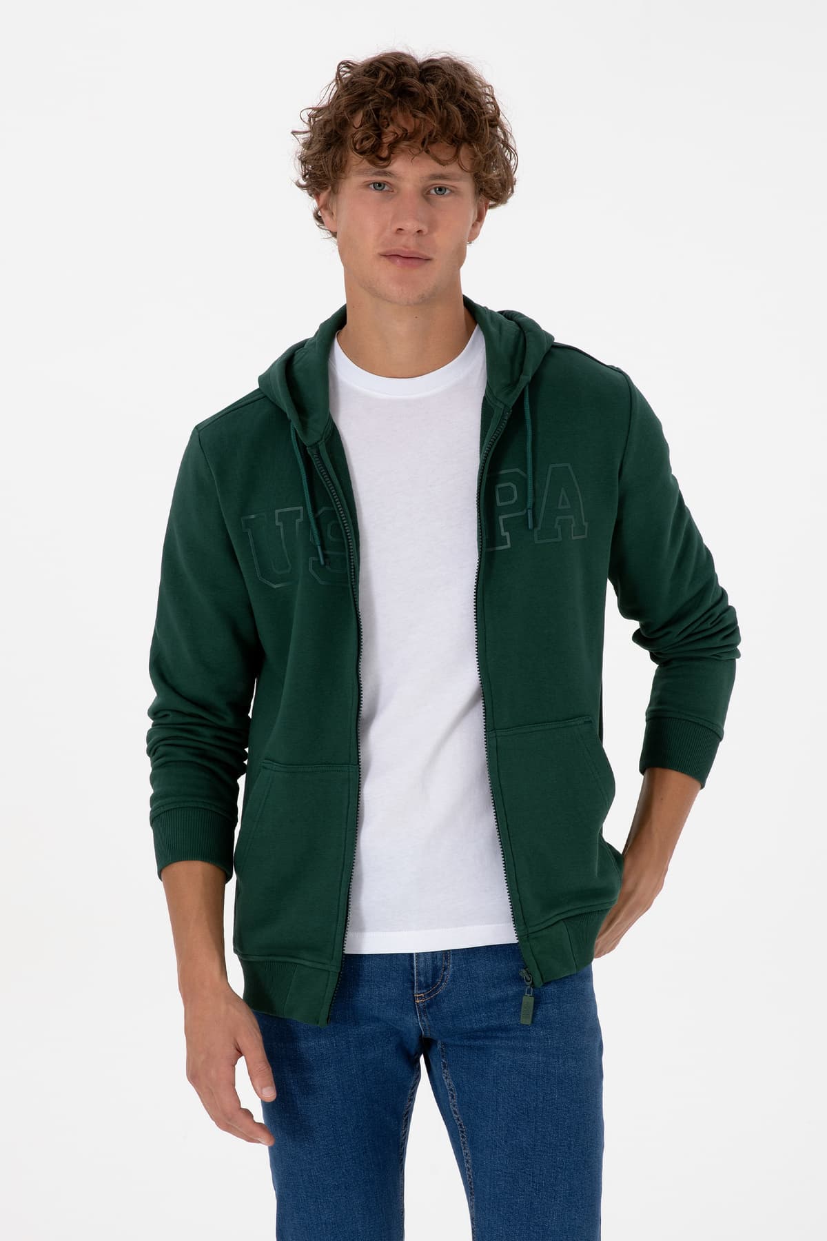 کاردیگان بافت مردانه U.S. Polo Assn. فیت معمولی هودیدار زیپدار سبز تیره مدل 50313719-VR079 کاردیگان بافت مردانه U.S. Polo Assn. فیت معمولی هودیدار زیپدار سبز تیره مدل 50313719-VR079