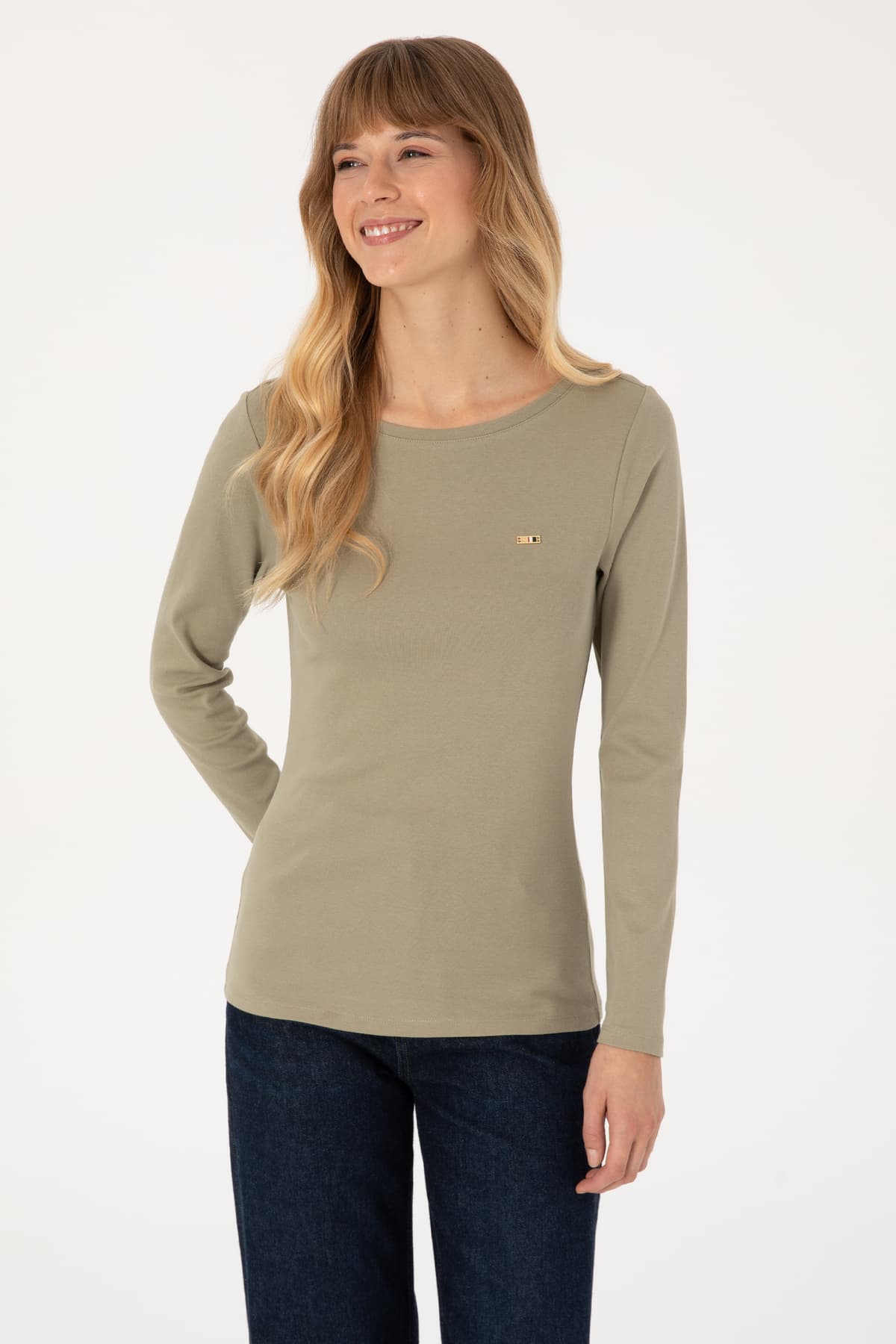 سویشرت زنانه U.S. Polo Assn. خاکی روشن اسلیم یقه گرد مدل 50315419-VR183 سویشرت زنانه U.S. Polo Assn. خاکی روشن اسلیم یقه گرد مدل 50315419-VR183