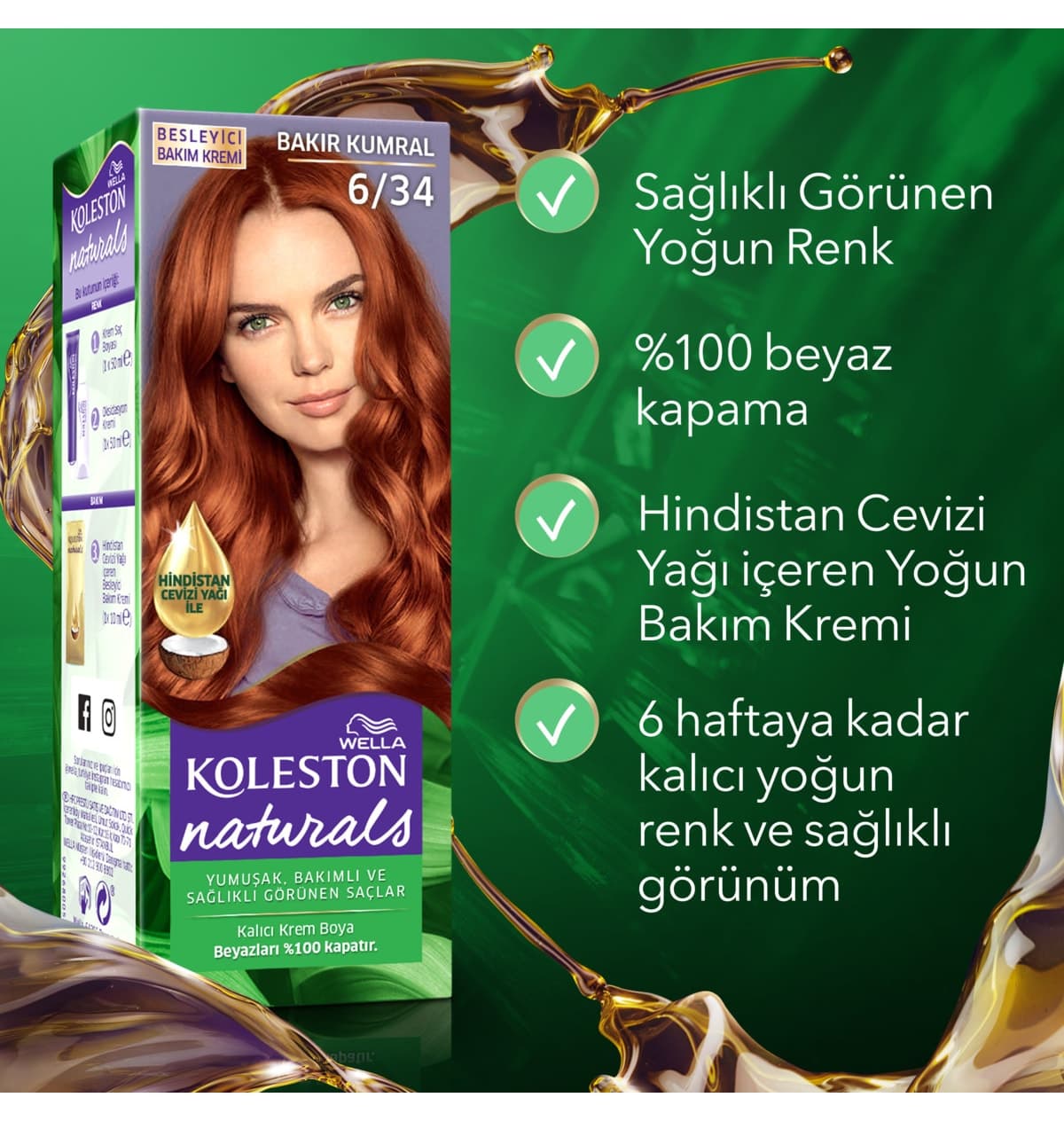 رنگ موی زنانه Wella Koleston Naturals مدل 6/34 مسی قهوهای رنگ موی زنانه Wella Koleston Naturals مدل 6/34 مسی قهوهای