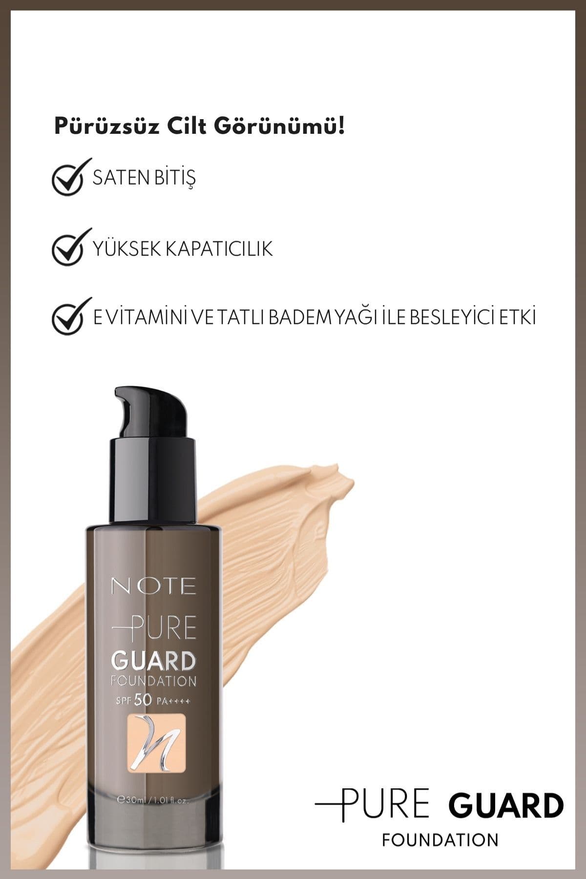 فوندتن Note Cosmetics PureGuard پوشش قوی فینیش ساتن SPF 50 بژ خالص 110 فوندتن Note Cosmetics PureGuard پوشش قوی فینیش ساتن SPF 50 بژ خالص 110