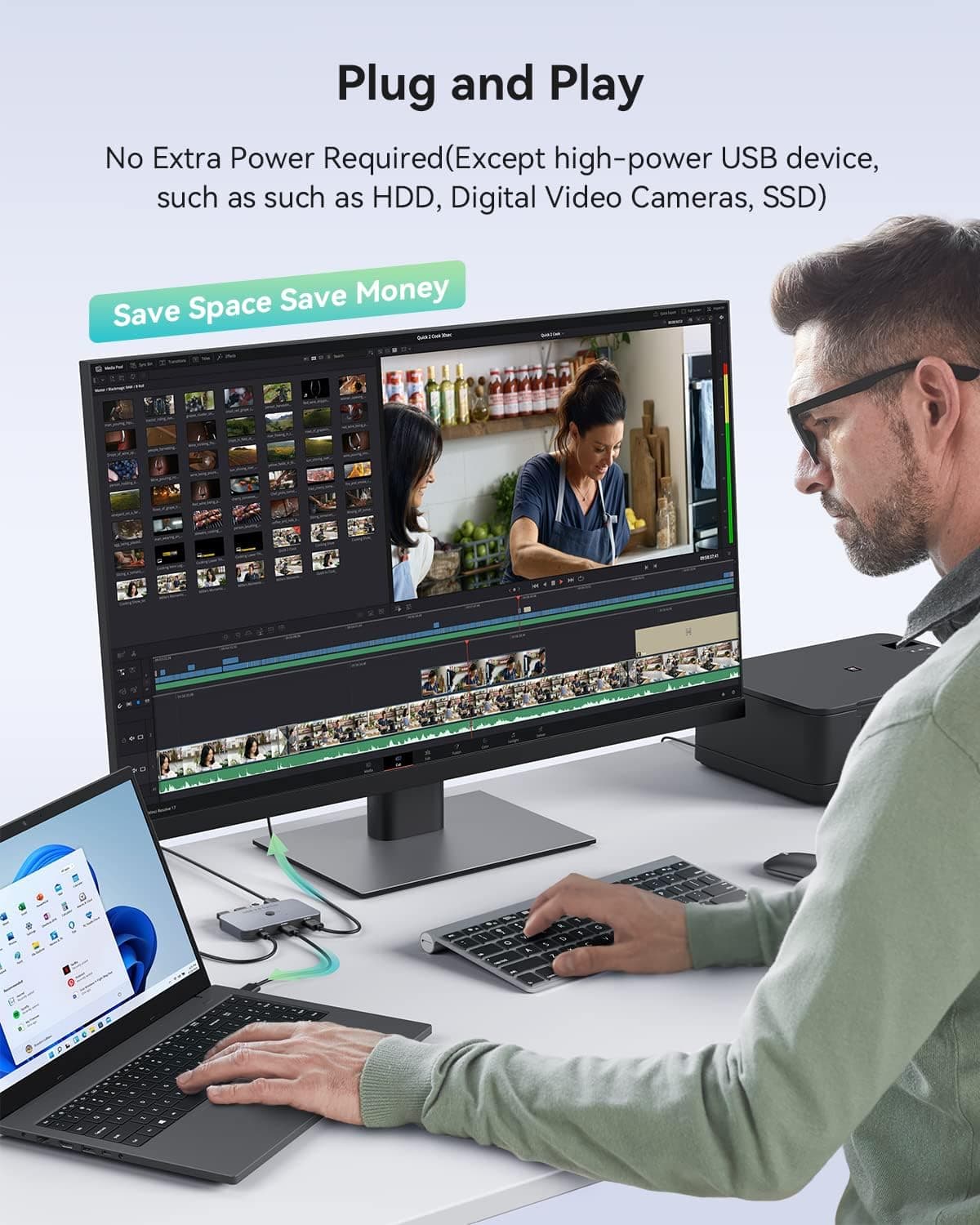 سوئیچ KVM USB 3.0 ABLEWE آلومینیومی برای اشتراک 2 کامپیوتر و 4 دستگاه USB سوئیچ KVM USB 3.0 ABLEWE آلومینیومی برای اشتراک 2 کامپیوتر و 4 دستگاه USB