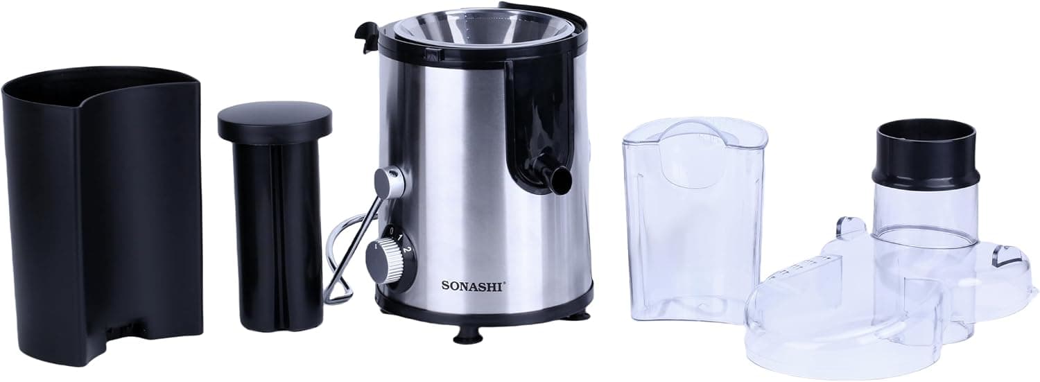 آبمیوهگیری Sonashi دو سرعته ۸۰۰ وات مدل SPJ-501N مشکی/نقرهای آبمیوهگیری Sonashi دو سرعته ۸۰۰ وات مدل SPJ-501N مشکی/نقرهای
