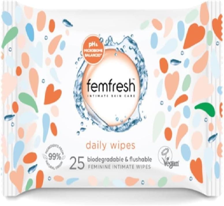 دستمال مرطوب روزانه بانوان Femfresh متعادلکننده pH و میکروبیوم، 99٪ طبیعی، 25 عدد دستمال مرطوب روزانه بانوان Femfresh متعادلکننده pH و میکروبیوم، 99٪ طبیعی، 25 عدد