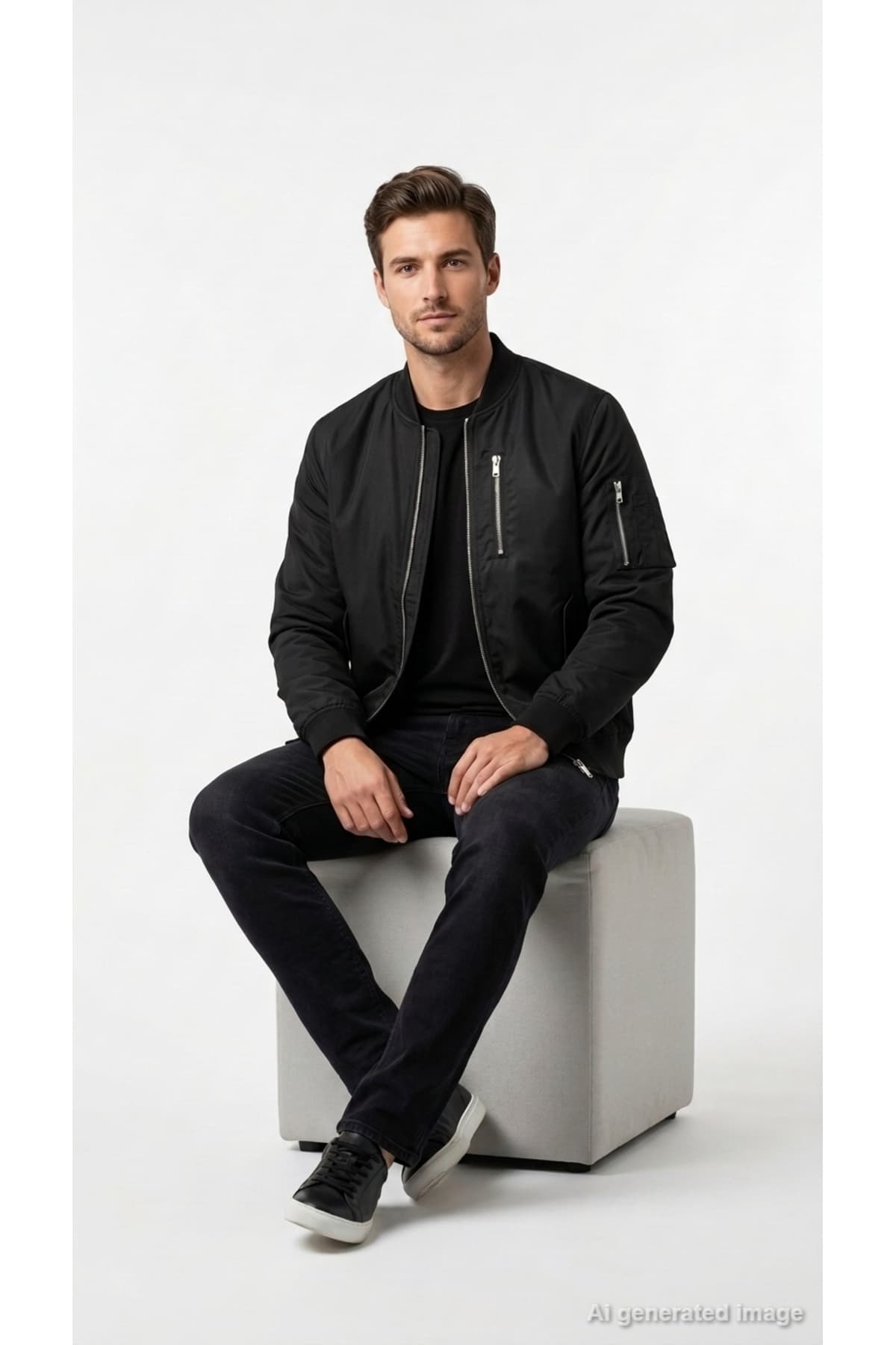 ژاکت مردانه Jack & Jones مشکی CotraceBomber یقه ریب زیپ دار مدل 12301762 ژاکت مردانه Jack & Jones مشکی CotraceBomber یقه ریب زیپ دار مدل 12301762